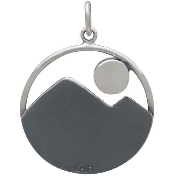 Sterling Silver Mountain Charm with Pearl Moon - Tia Tynette Designs