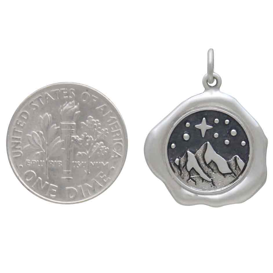 Sterling Silver Mountain Wax Seal Charm - Tia Tynette Designs