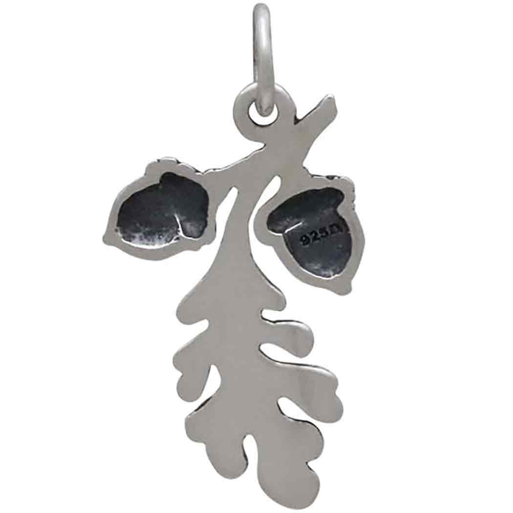 Sterling Silver Oak Leaf Pendant with Acorn Cluster - Tia Tynette Designs
