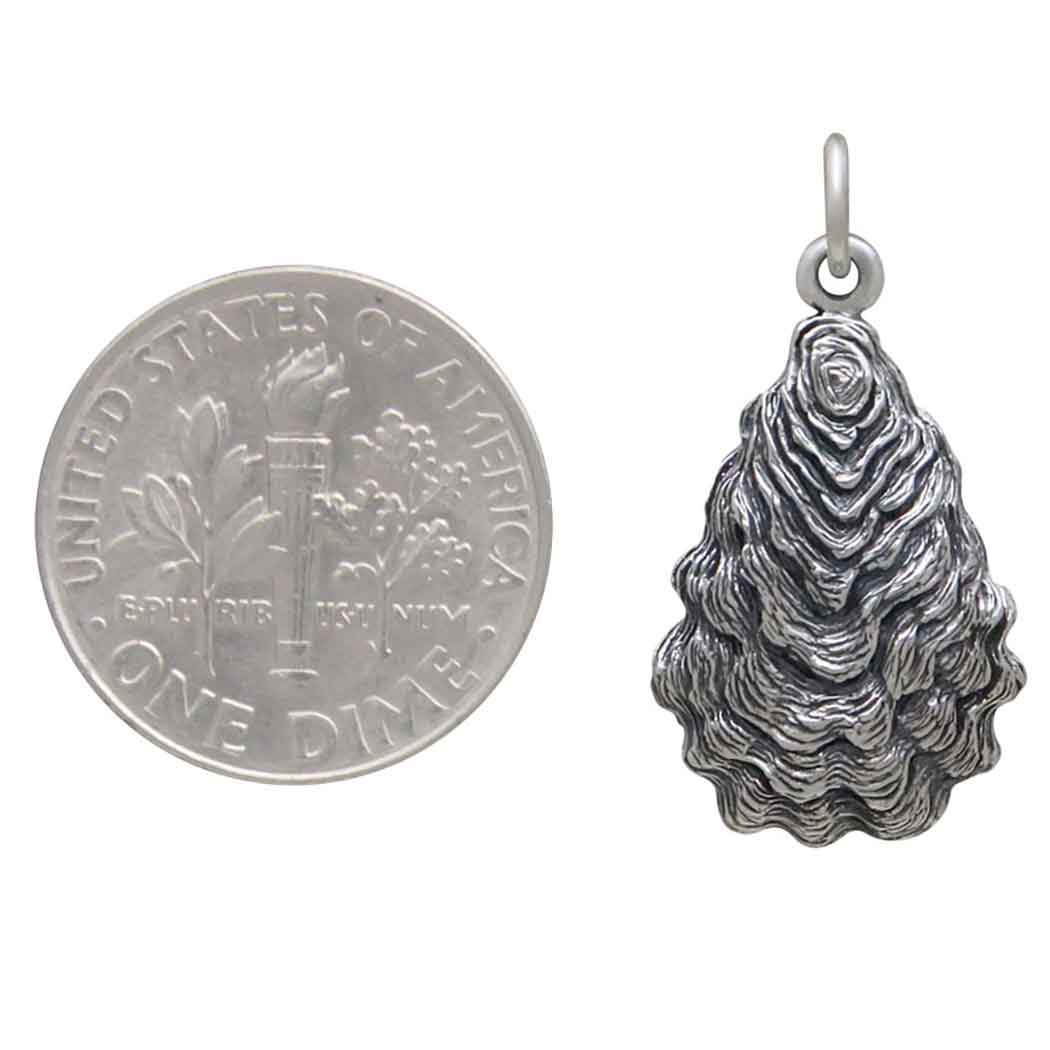 Sterling Silver Oyster Shell Charm - Poppies Beads N' More
