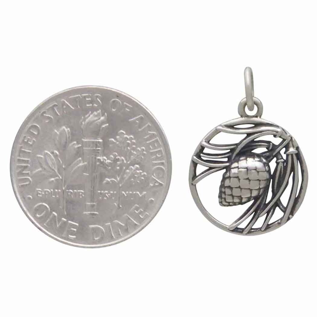 Sterling Silver Pineneedle and Pinecone Charm - Tia Tynette Designs