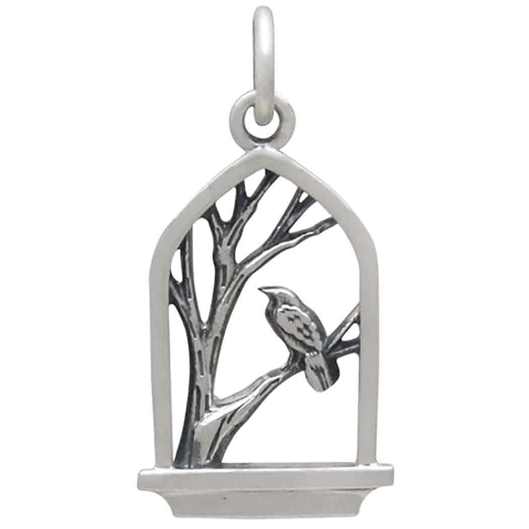 Sterling Silver Raven in Window Charm - Tia Tynette Designs