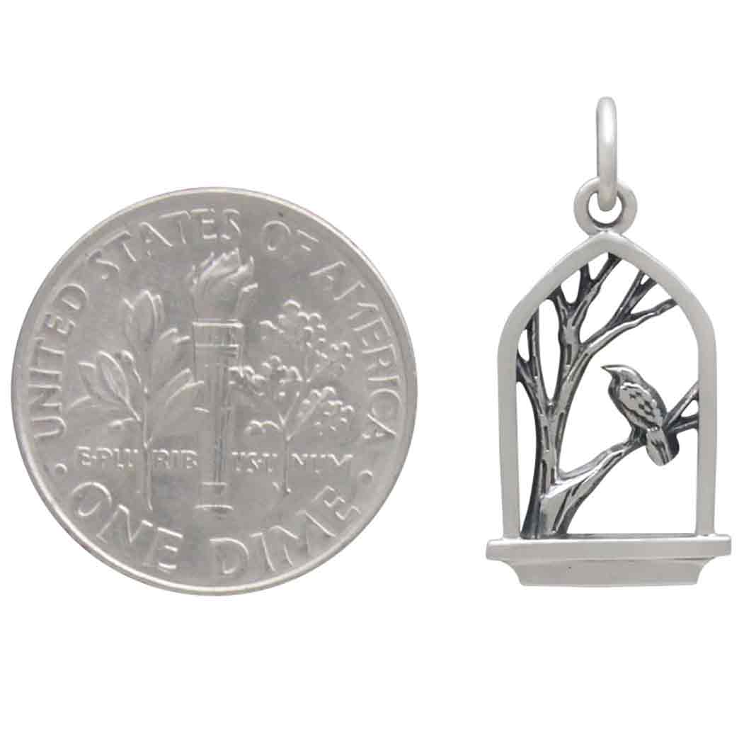 Sterling Silver Raven in Window Charm - Tia Tynette Designs