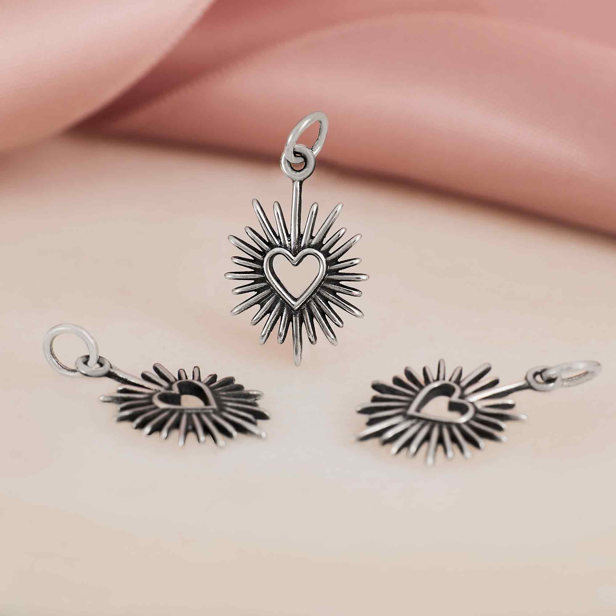 Sterling Silver Small Open Radiant Heart Charm - Tia Tynette Designs