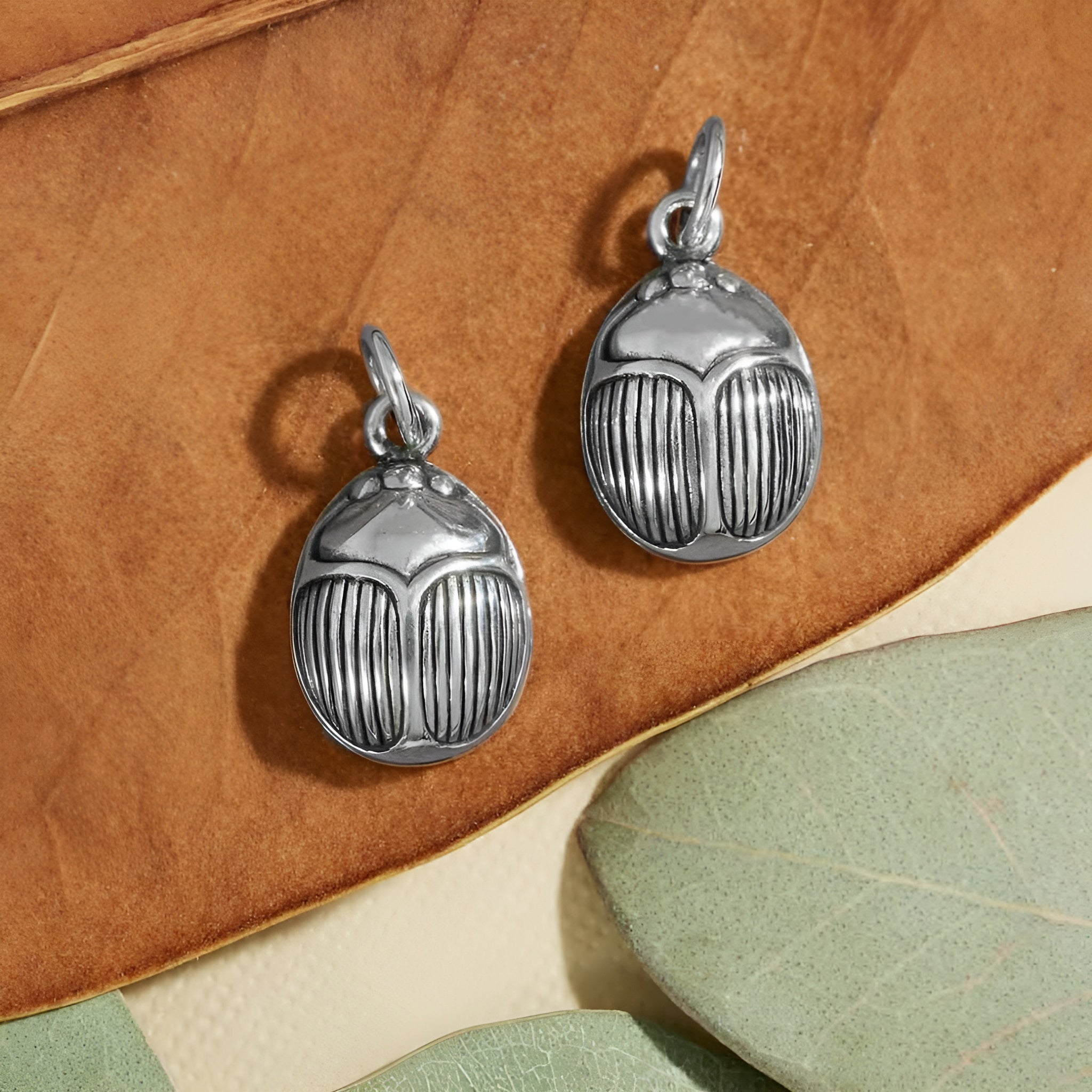Sterling Silver Small Scarab Charm - Tia Tynette Designs