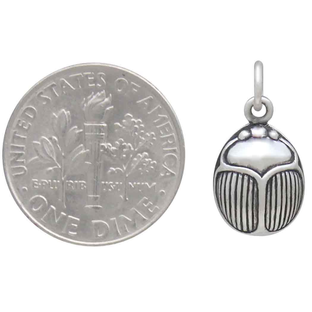 Sterling Silver Small Scarab Charm - Tia Tynette Designs