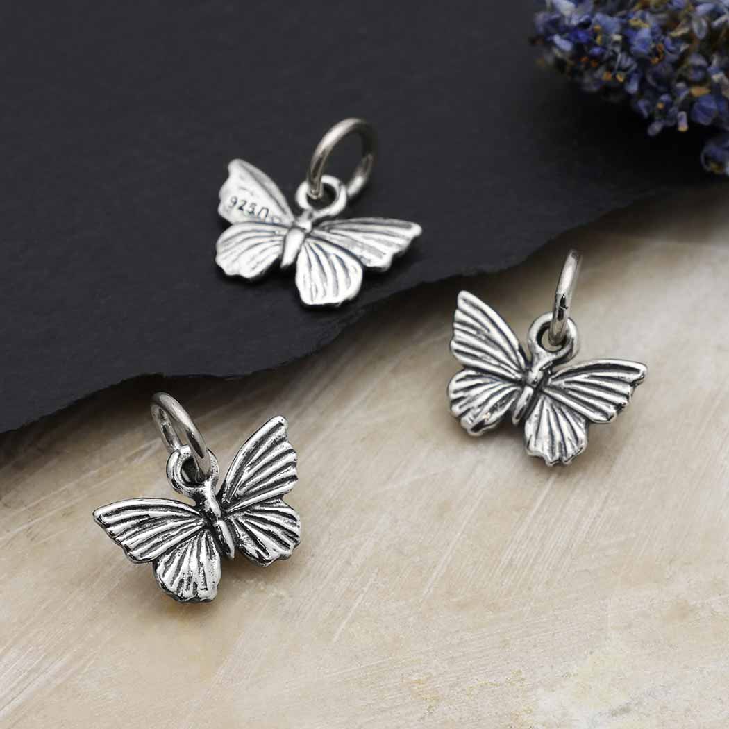 Sterling Silver Textured Butterfly Charm - Tia Tynette Designs