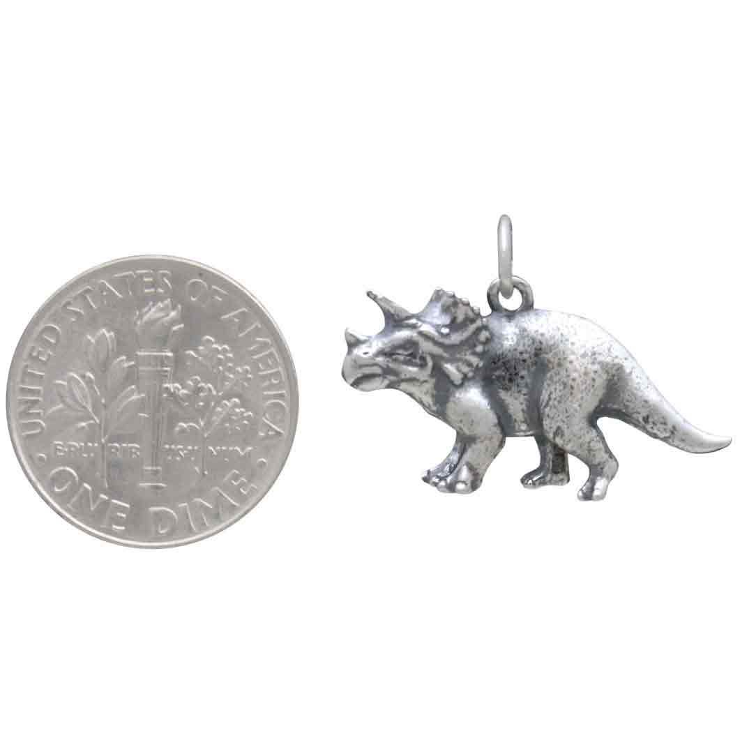 Sterling Silver Triceratops Dinosaur Charm
