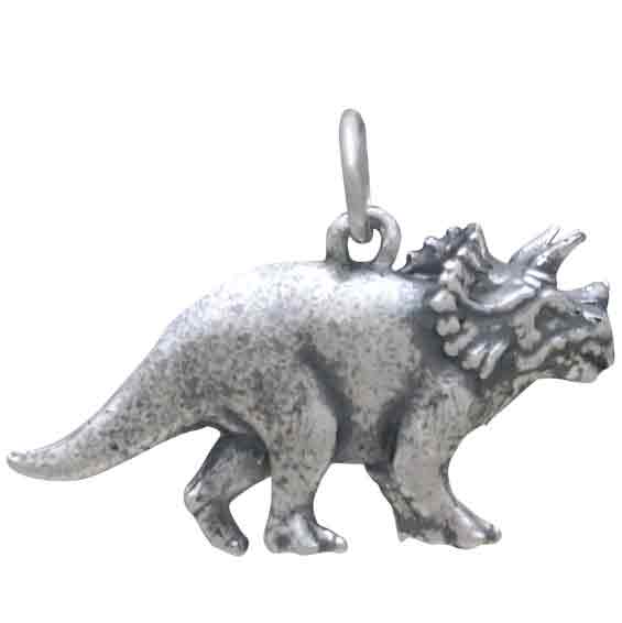 Sterling Silver Triceratops Dinosaur Charm