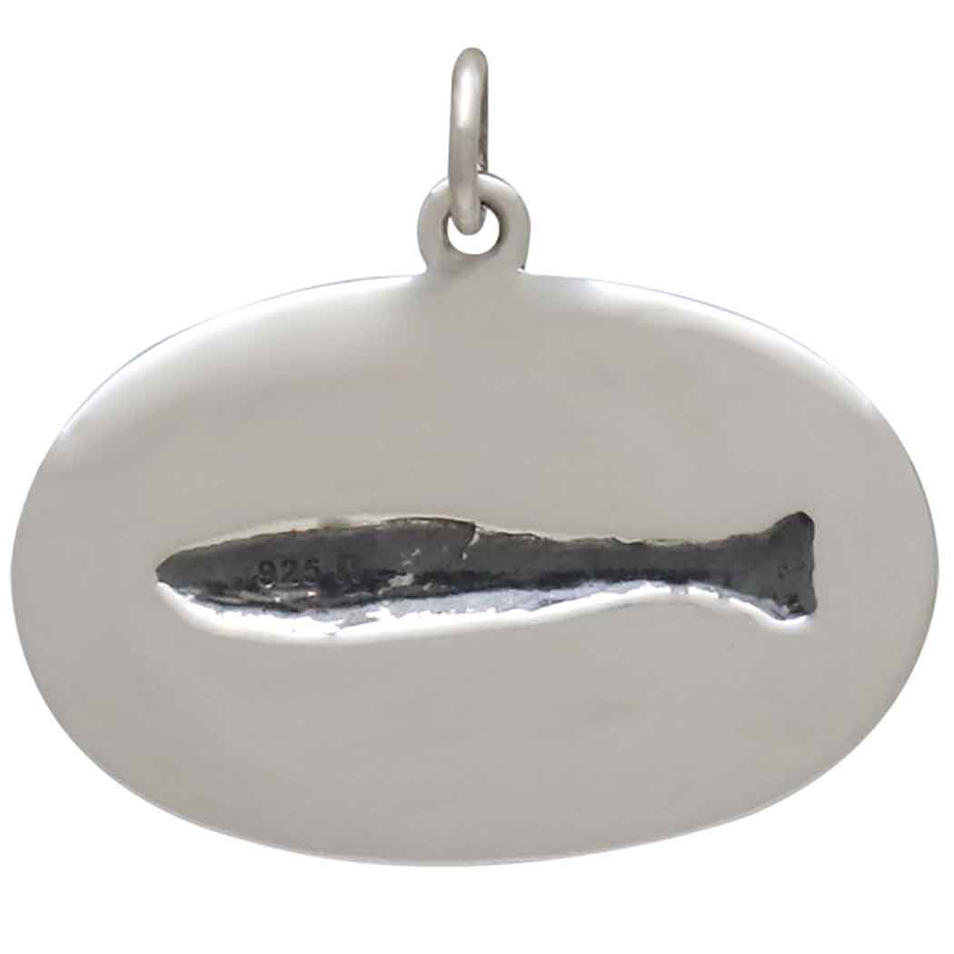 Sterling Silver Trout in Stream Pendant - Poppies Jewelry