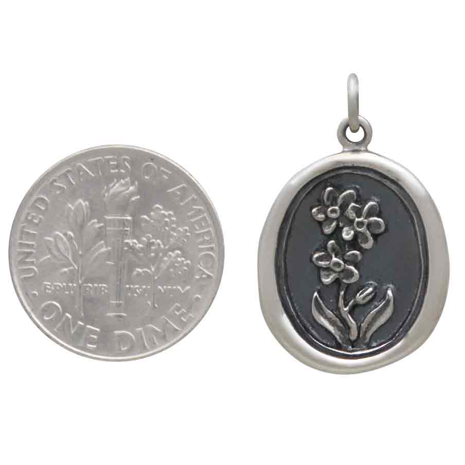 Sterling Silver Wax Seal Forget Me Not Charm - Tia Tynette Designs