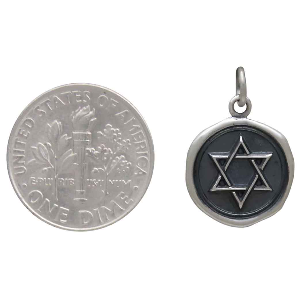 Sterling Silver Wax Seal Star of David Charm