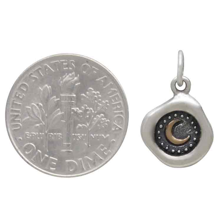 Silver Wax Seal with Bronze Crescent Moon Charm