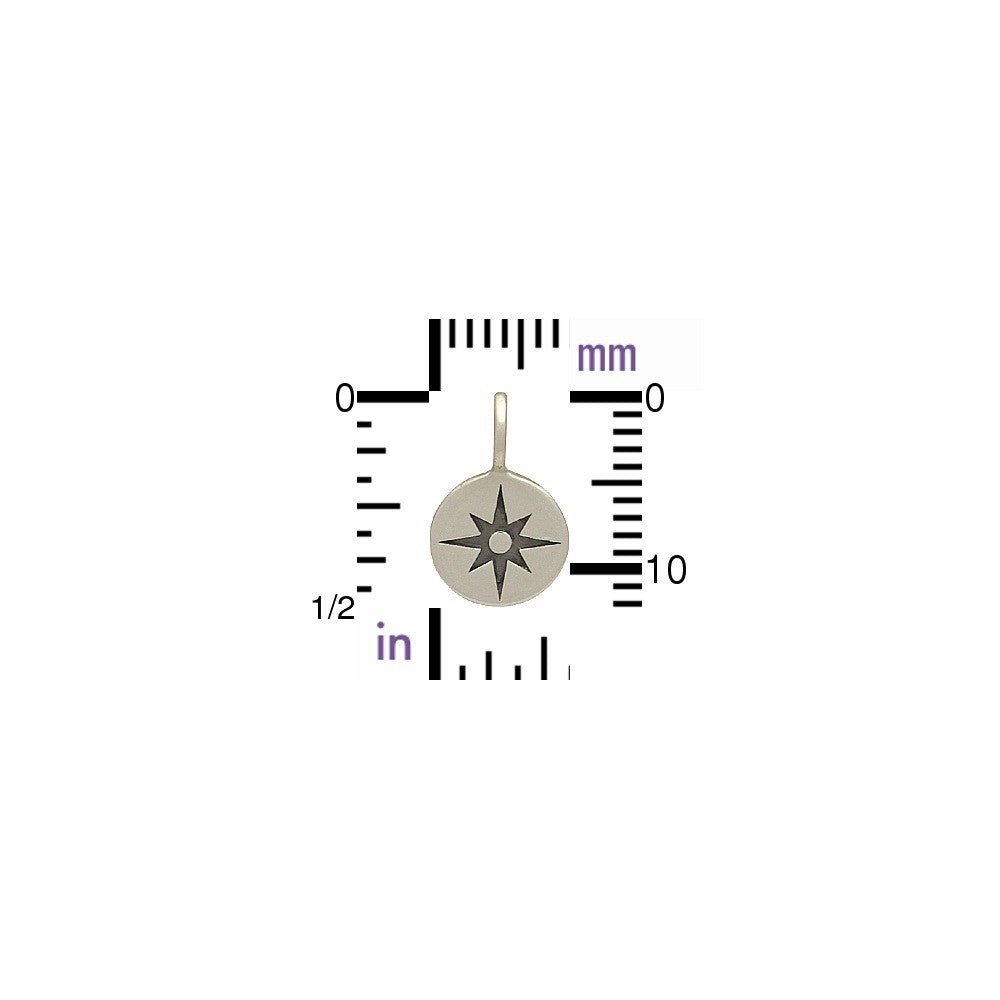Sterling Silver Small Compass Rose Charm - Poppies Beads n' More