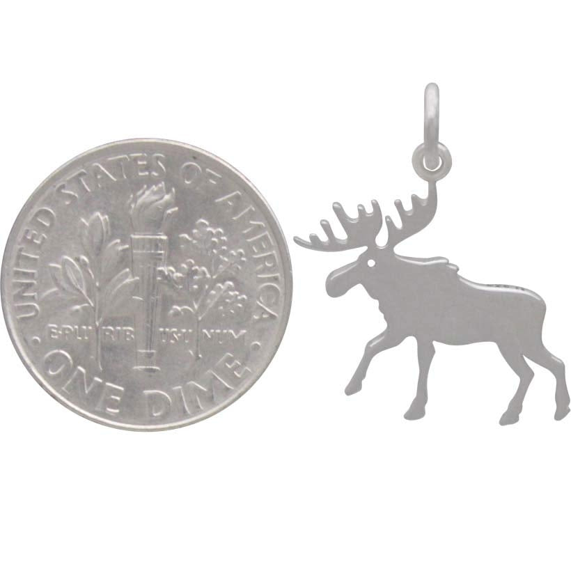 Sterling Silver Moose Charm - Poppies Beads n' More