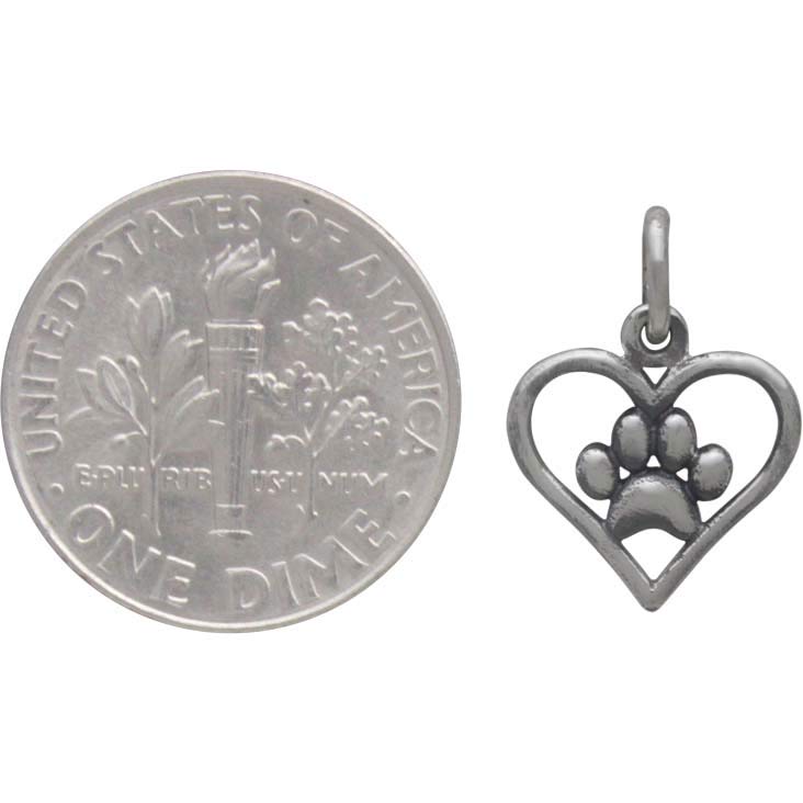 Openwork Heart Charm with Paw Print - Poppies Beads n' More