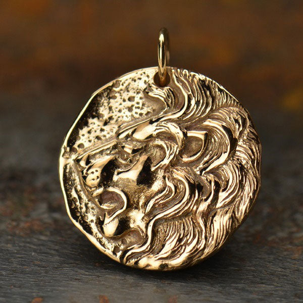 Ancient Coin Charm - Lion Head - Poppies Beads n' More
