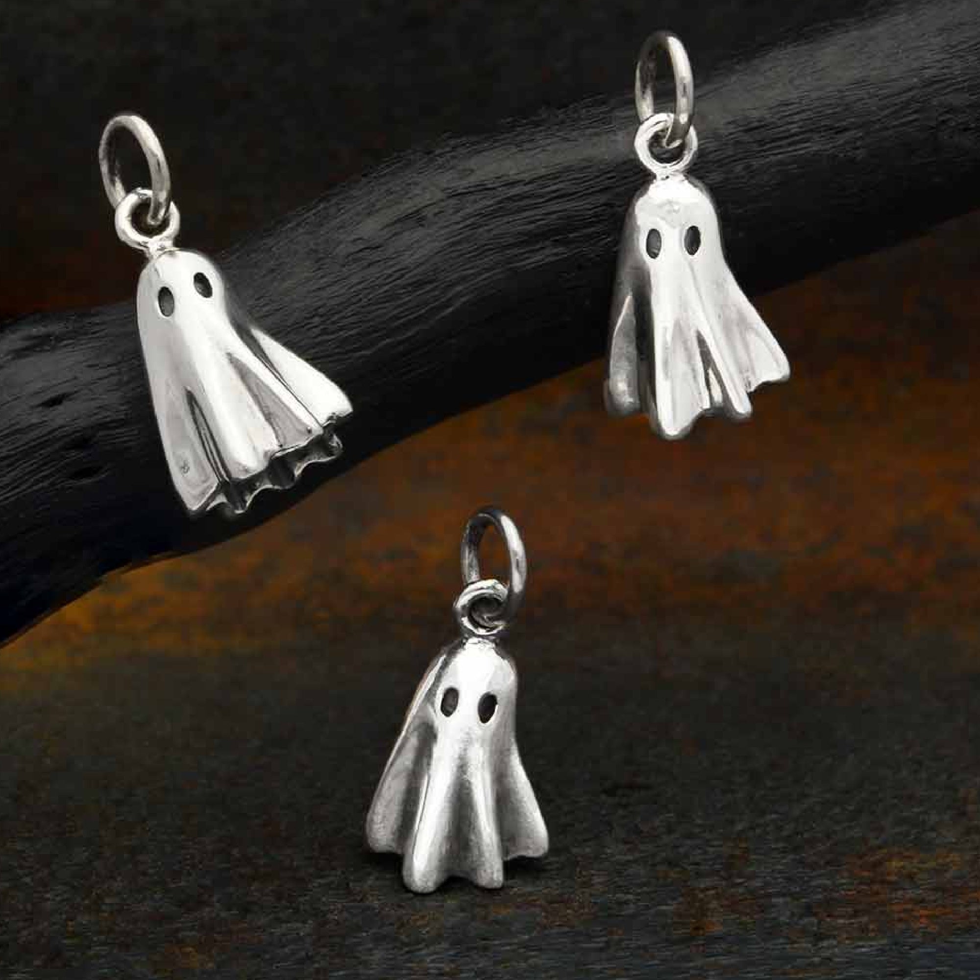 Sterling Silver 3D Ghost Charm - Poppies Jewelry