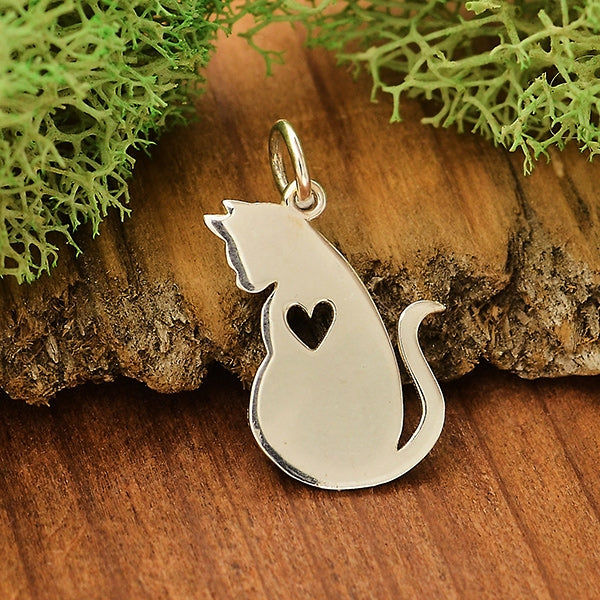 Sterling Silver Mommy and Baby Cat Charm - Set or Separate Charms - Poppies Beads n' More