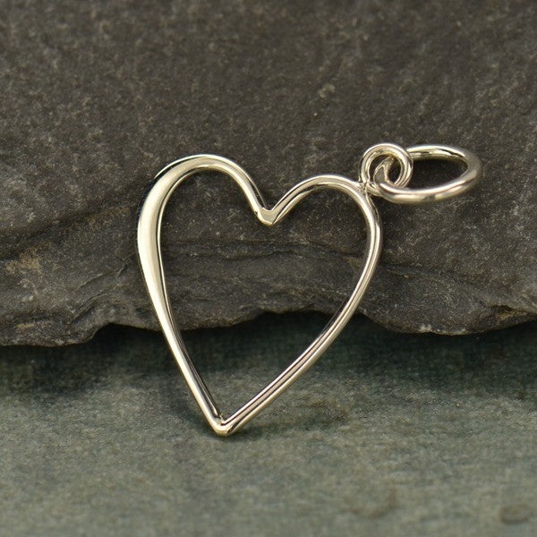 Open Heart Charm, - Poppies Beads n' More