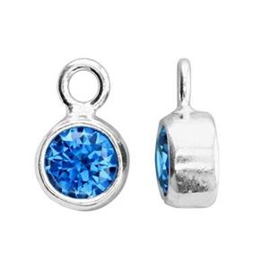 Sterling Silver Bezel Birthstone Charm - Poppies Beads n' More