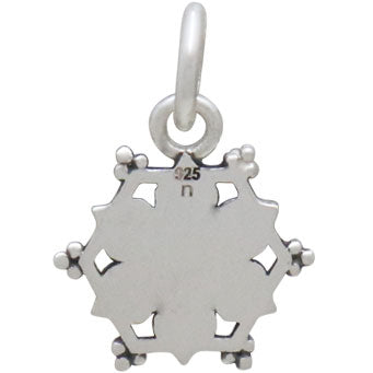 Sterling Silver Lotus Mandala Charm with Granulation - Poppies Beads n' More