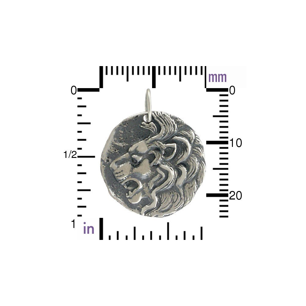 Ancient Coin Charm - Lion Head - Poppies Beads n' More