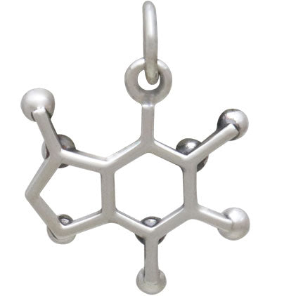 Sterling Silver Caffeine Molecule Charm - Poppies Beads n' More