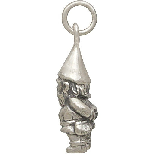 Sterling Silver Garden Gnome Charm, - Poppies Beads n' More