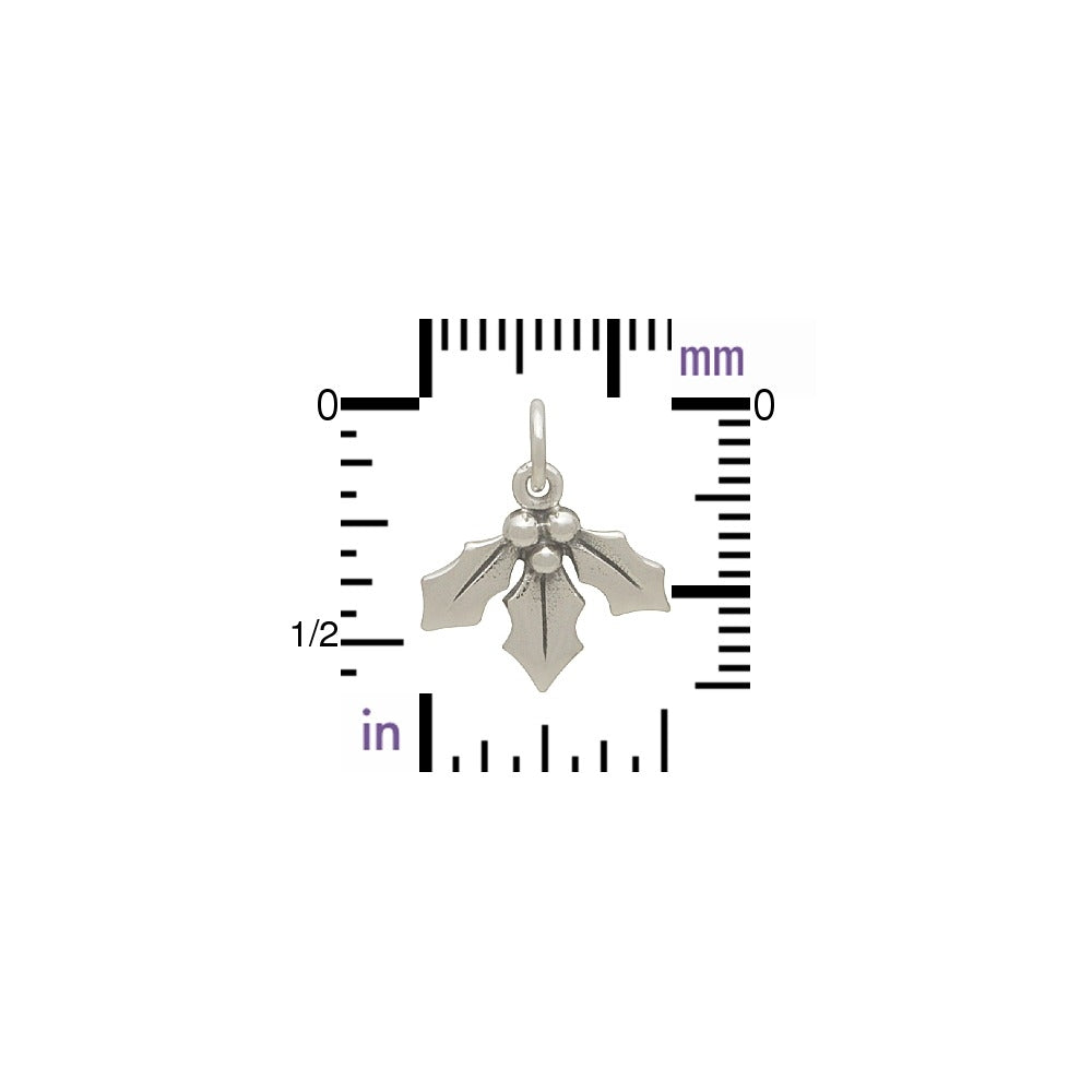 Sterling Silver Holly Berry Charm - Mistletoe Charm, - Poppies Beads n' More