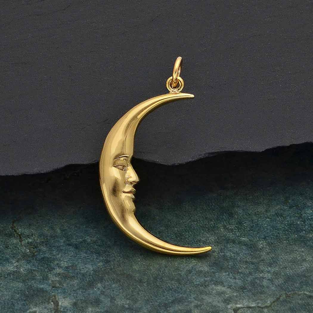 Large Smiling Moon Pendant - Poppies Beads n' More