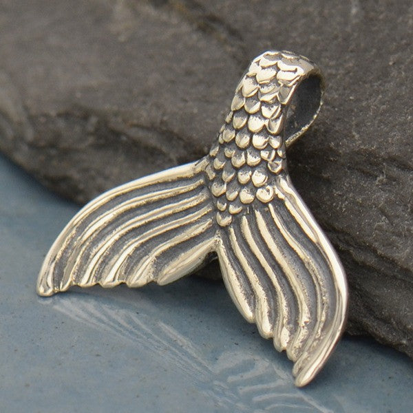 Sterling Silver Mermaid Tail Pendant - Mermaid Charm - Poppies Beads n' More