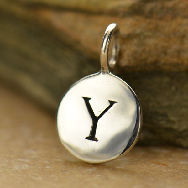 Small Letter Disk Charm, - Poppies Beads n' More