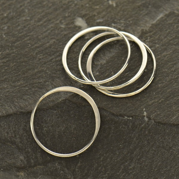 Large Half Hammered Circle Silver Link - Poppies Beads n' More