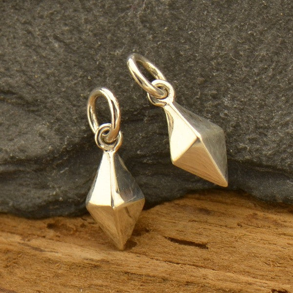 Sterling Silver Short Spike Charm - Geometric Charm - Poppies Beads n' More
